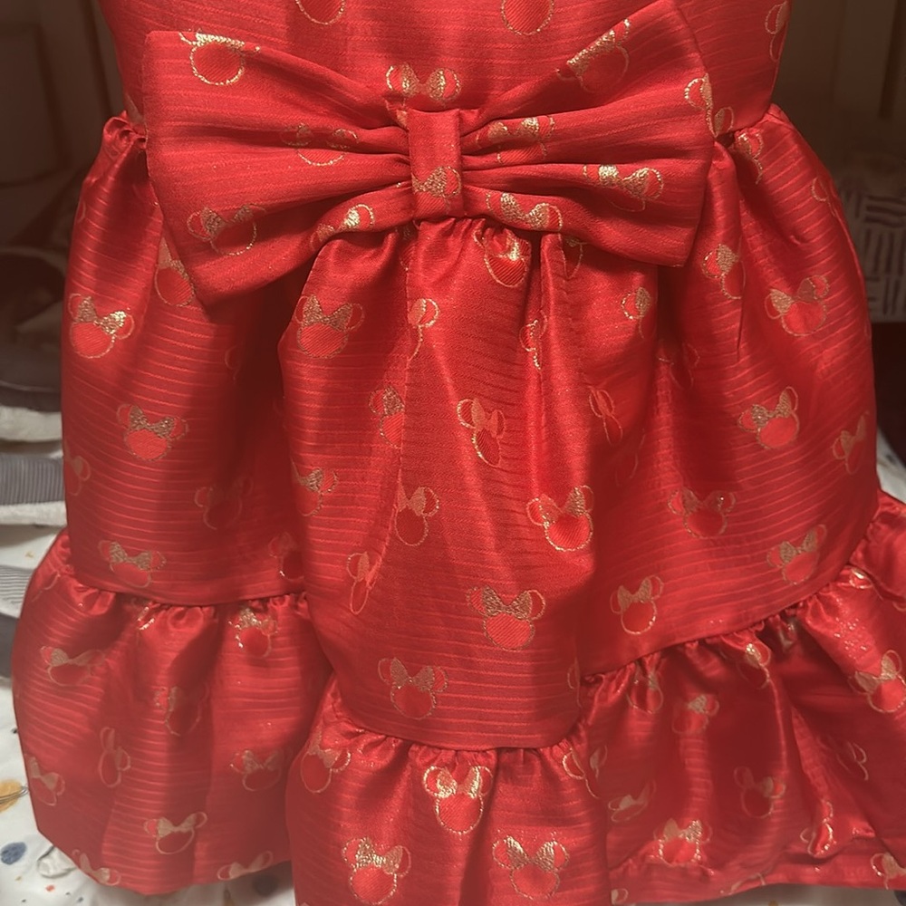 Disney Store Minnie Mouse Holiday Girl's Dress Gems Sparkle Fancy Party Size 7/8 - Picture 8 of 9